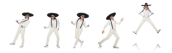 Mexikansk man bära sombrero isolerad på vit — Stockfoto