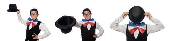 Hombre divertido con corbata de lazo gigante — Foto de Stock