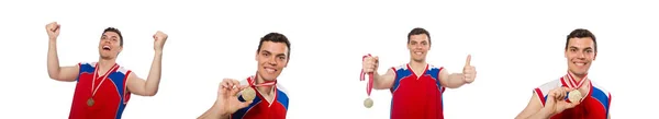 Junger Sportler mit Medaille am Hals — Stockfoto