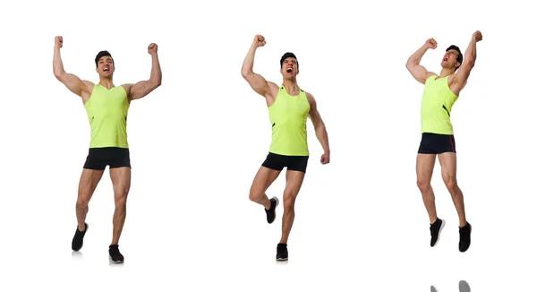 Joven haciendo deportes en blanco — Foto de Stock