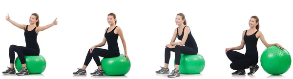 Jovem fazendo exercícios com fitball — Fotografia de Stock