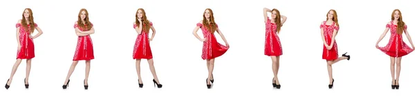 Rude kobiety w czerwonej sukience — Zdjęcie stockowe