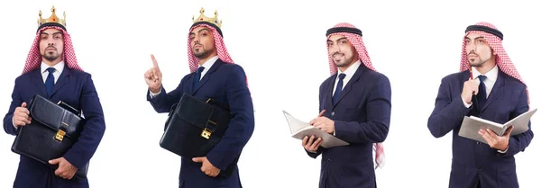 Arabisk man med väska isolerad på vit — Stockfoto