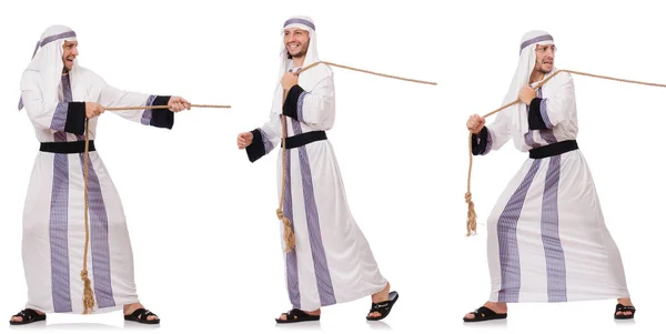 Αραβικά άνθρωπος τράβηγμα σχοινιού σε διελκυστίνδα έννοια — Φωτογραφία Αρχείου