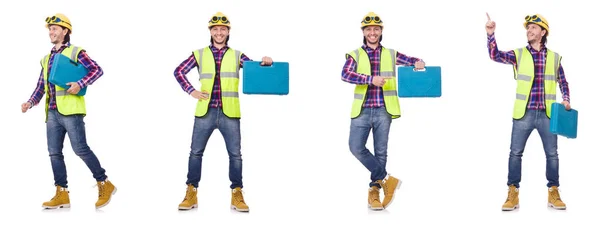 Trabajador industrial aislado en blanco — Foto de Stock