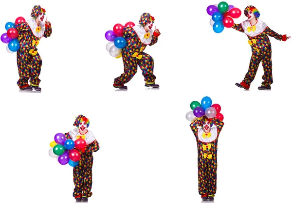 Lustiger männlicher Clown isoliert auf Weiß — Stockfoto
