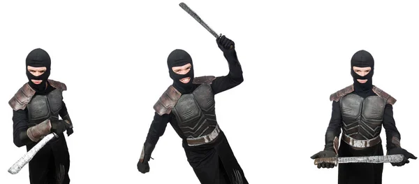 Young funny man in armour suit — Stock Photo, Image