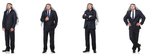 Hombre de negocios árabe en traje aislado en blanco — Foto de Stock