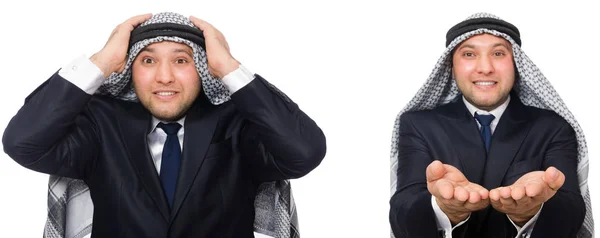 Άραβας επιχειρηματίας στο κοστούμι που απομονώνονται σε λευκό — Φωτογραφία Αρχείου