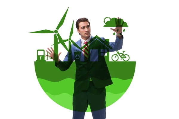 Affärsman i ekologiska gröna koncept — Stockfoto