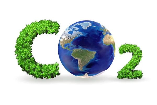 温室概念与二氧化碳气体-3d 渲染 — 图库照片