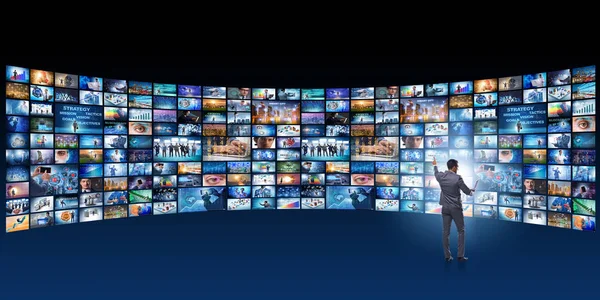 Concept of streaming video with businessman