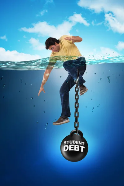 Jovem estudante em empréstimo e conceito de dívida — Fotografia de Stock