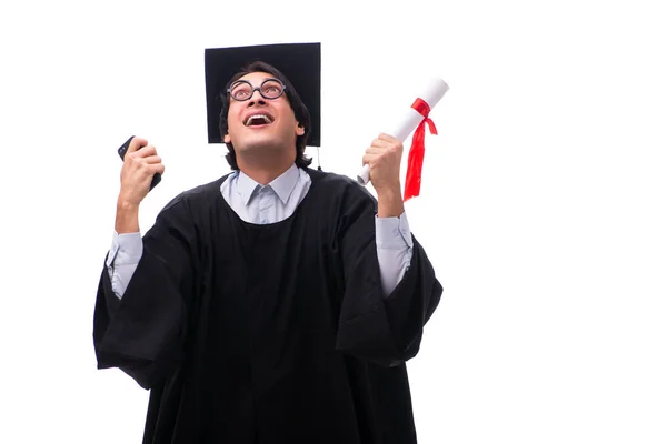 Junger, gutaussehender Mann mit Universitätsabschluss — Stockfoto