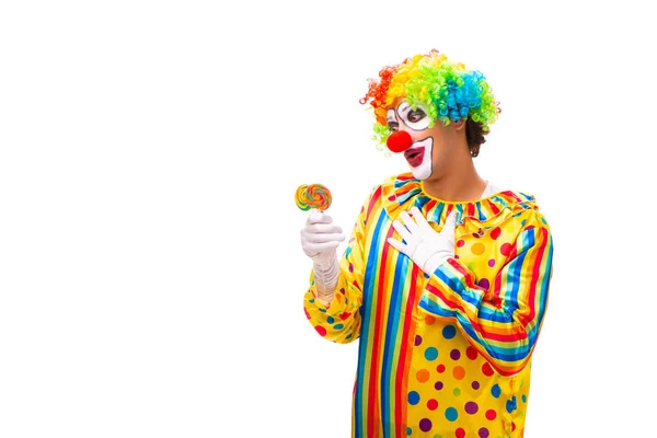 Männlicher Clown isoliert auf weiß — Stockfoto