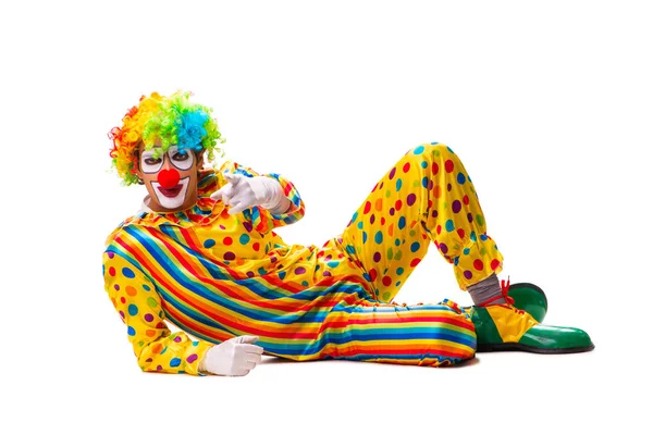 Männlicher Clown isoliert auf weiß — Stockfoto