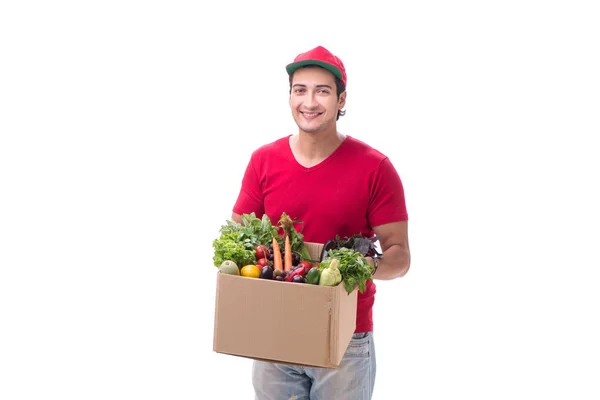 Konzept der Lieferung von Einkäufen isoliert auf weißem Hintergrund — Stockfoto