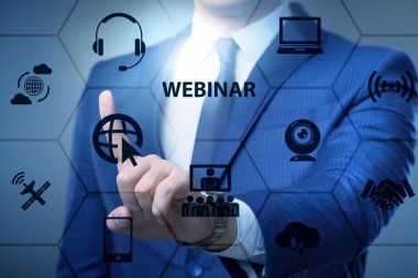 İşadamı online webinar kavram