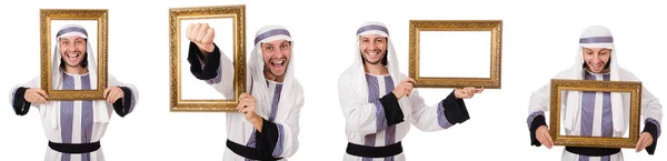 Арабські людина з рамками ізольовані на білому — стокове фото