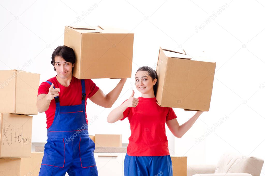 Professional movers doing home relocation 