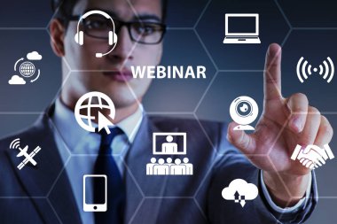 İşadamı online webinar kavram