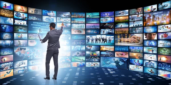 Concept of streaming video with businessman