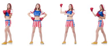 Genç bayan boksör, beyaz tenli. 