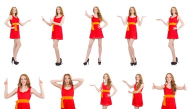 Genç güzel kız izole üzerinde beyaz holding