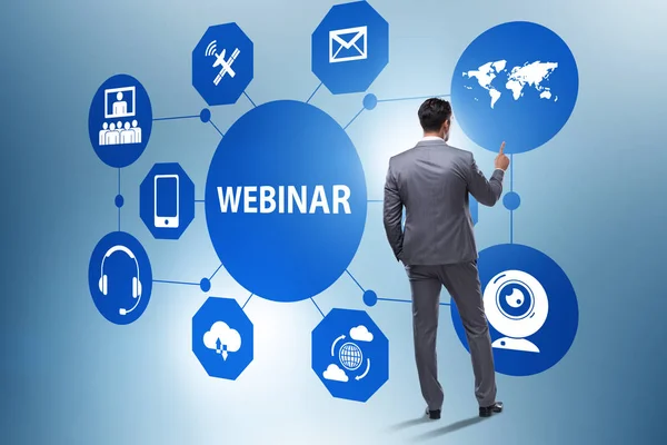 Homme d'affaires en ligne webinaire concept — Photo