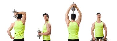 kas yırtık vücut geliştirmeci dumbbells ile