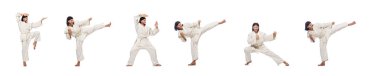 Karate dövüşçüsü beyaz üzerine izole