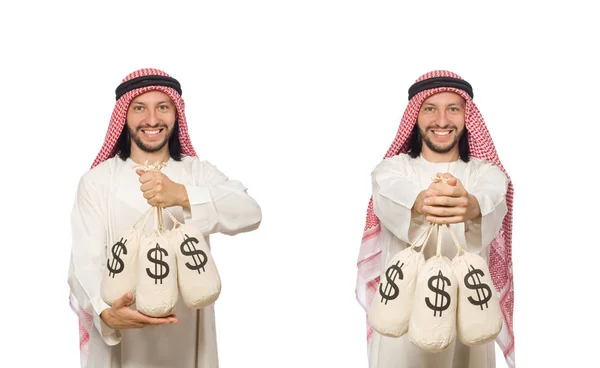 Arab businessman with sacks of money — Stock Photo, Image