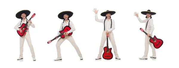 Guitarrista mexicano aislado en blanco —  Fotos de Stock