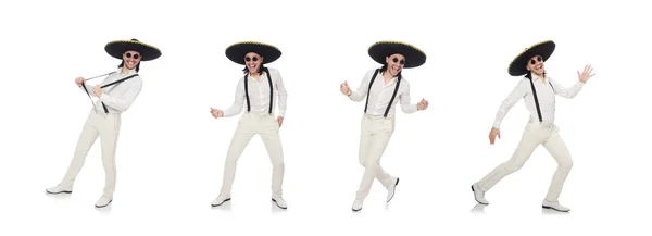 Hombre mexicano con sombrero aislado en blanco — Foto de Stock