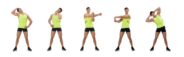 Young man exercising on white — Stock Photo, Image