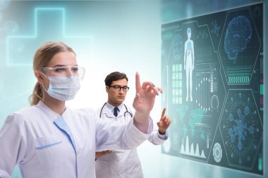 Doctors in future telemedicine concept clipart