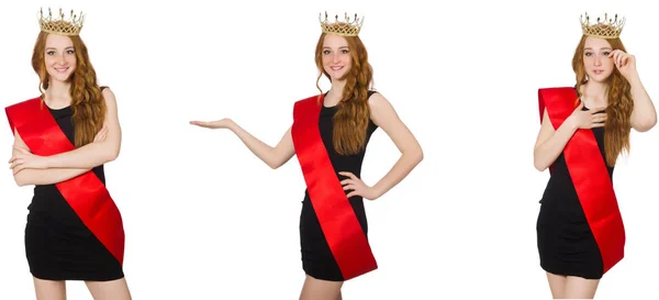 Królowa piękności o konkursie w czarnej sukni — Zdjęcie stockowe