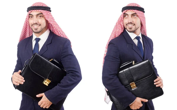 Arab man with bag isolated on white — Stock Photo, Image