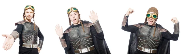 Young funny man in armour suit — Stock Photo, Image