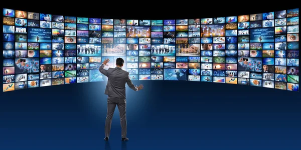 Concept of streaming video with businessman