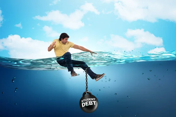 Giovane studente in prestito e concetto di debito — Foto Stock
