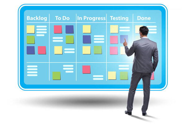 Бизнесмен в гибких методов концепции
