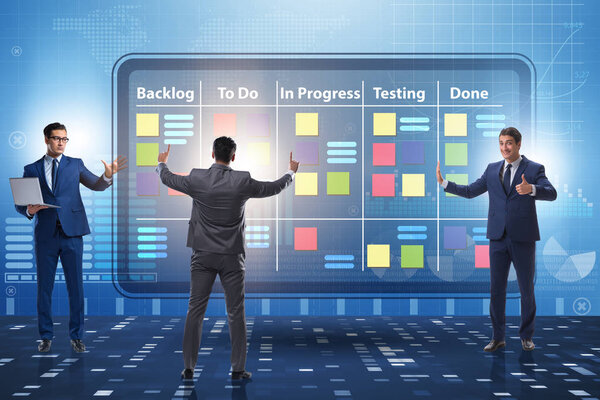 Бизнесмен в гибких методов концепции
