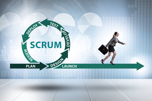 Бизнесвумен в гибкой концепции методов
