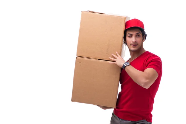 Young male courier with box — Stock Photo, Image