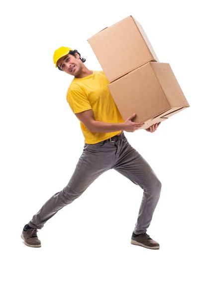 Young male courier with box — Stock Photo, Image