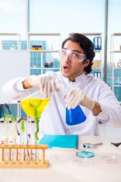 A laborban dolgozó férfi biotechnológia tudós kémikus — Stock Fotó