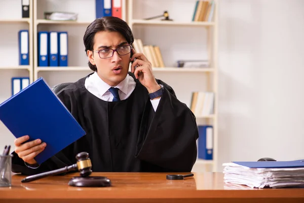 Young handsome judge working in court — Stock Photo, Image