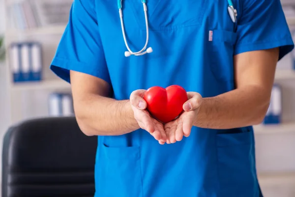 Medico cardiologo maschio con modello cardiaco in mano — Foto Stock