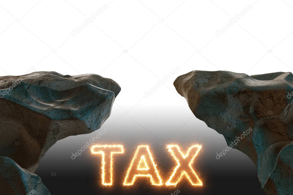 Tax concept with burning letters